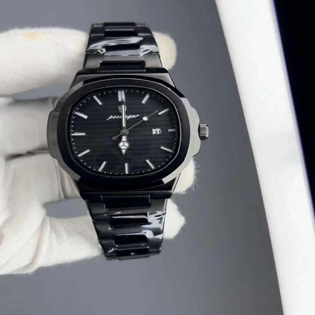 Poedagar Model 613 Stainless Steel Quartz Wristwatch for Men - Full BLACK Cooler Watch + এক পিস ব্যাটারি ফ্রি।
