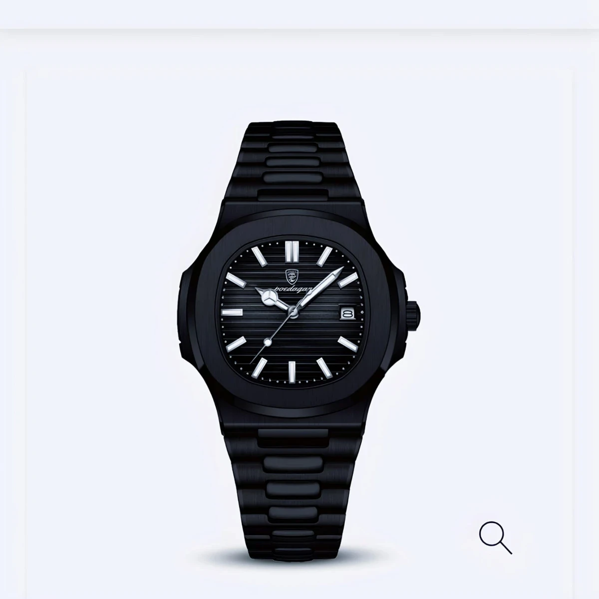 Poedagar Model 613 Stainless Steel Quartz Wristwatch for Men - Full BLACK Cooler Watch + এক পিস ব্যাটারি ফ্রি।