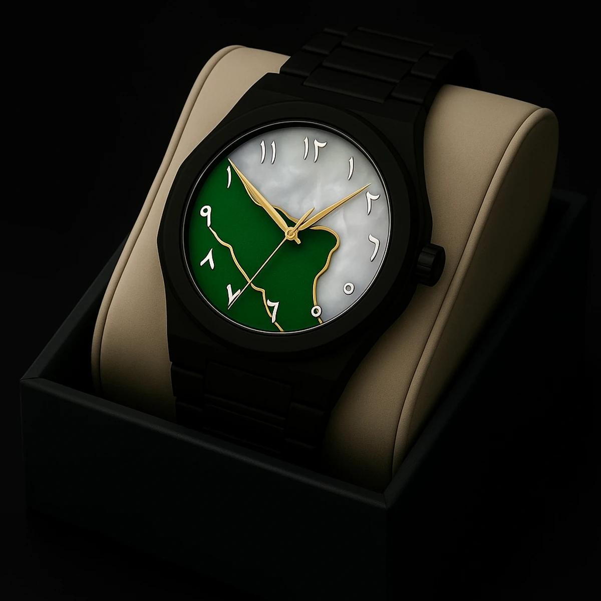 Arabic Plastic Carbon Fiber body Watch Dial Green  or White Mix Colour Arabic Watch - এক পিস ব্যাটারি ফ্রি