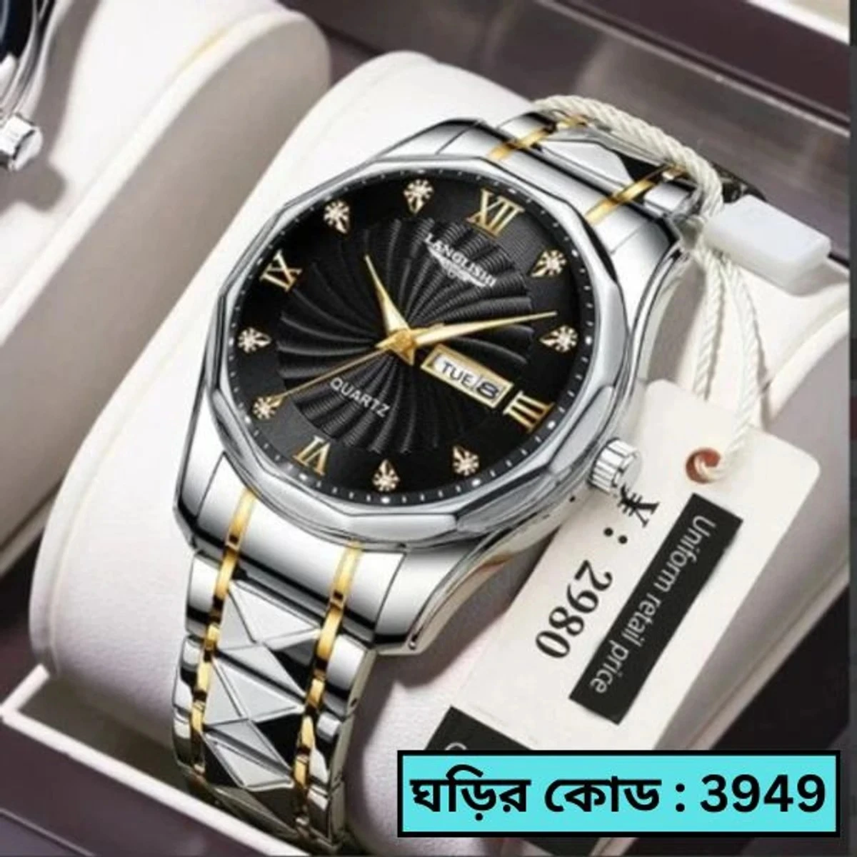 ORIGINAL LANGLISHI WATCH FOR MAN TOTON AR DIAL BLACK COLOUR WATCH