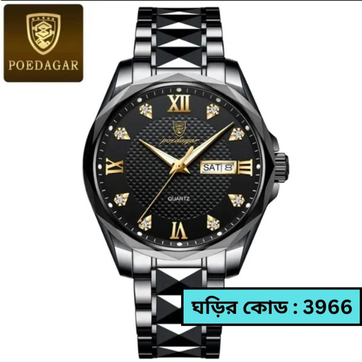 ORIGINAL POEDAGAR MODEL 998 WATCH FOR MAN FULL BLACK COLOUR