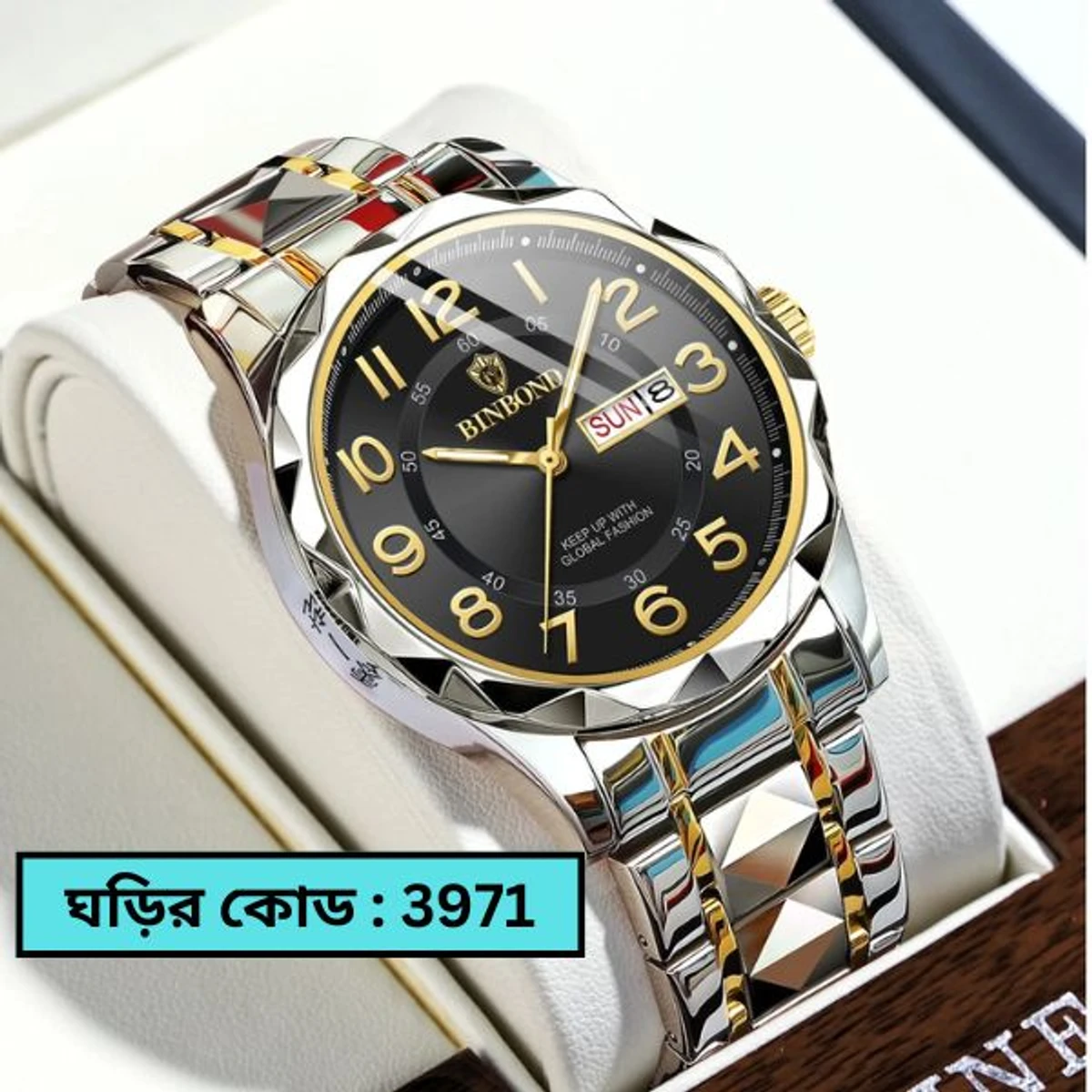 Luxury Binbond Dimon card Digain Stainless Steel Classic Waterproof Watch BINBOND MODEL 5663 CHAIN TOTON AR DIAL BLACK COOLER WATCH FOR MAN