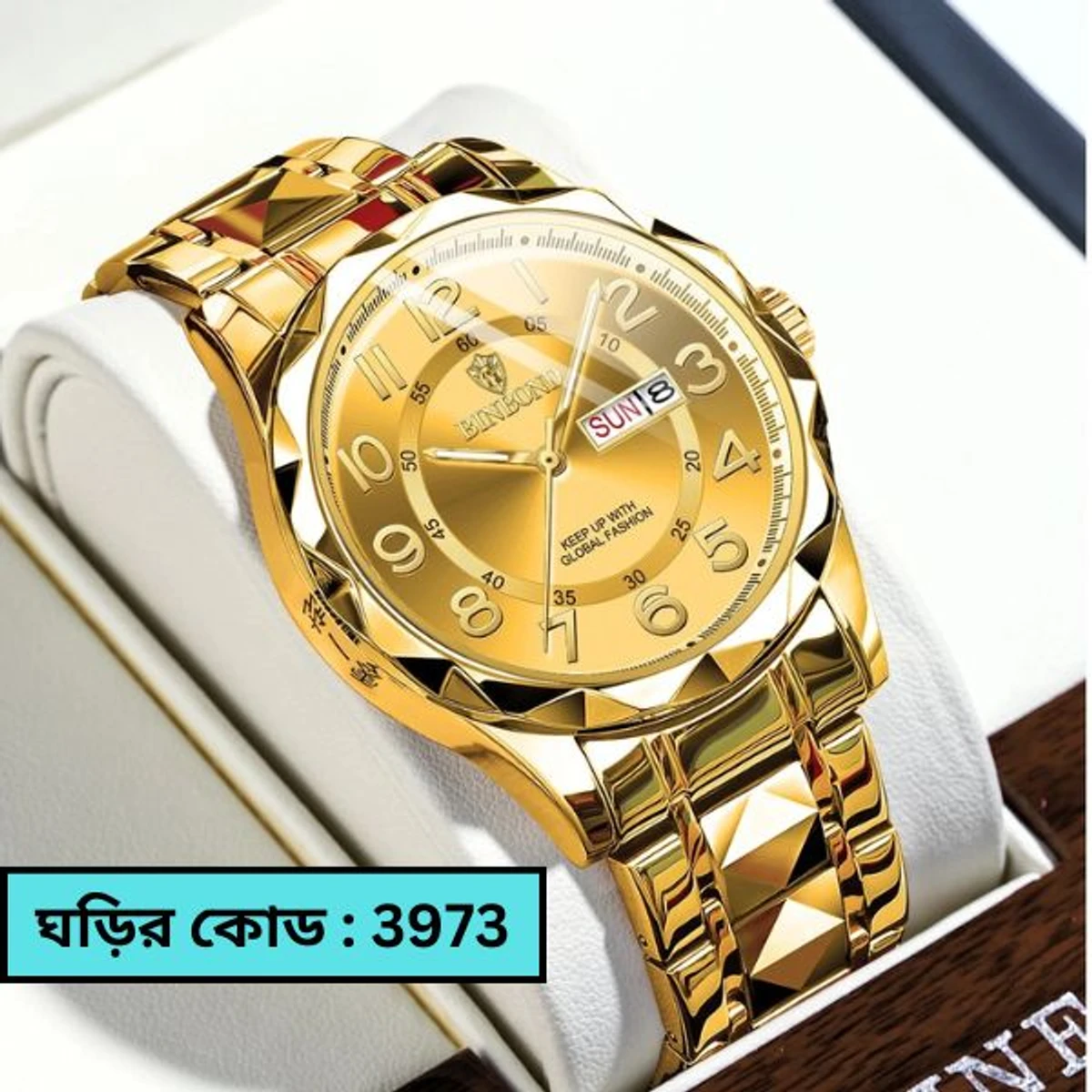 Luxury Binbond Dimon card Digain Stainless Steel Classic Waterproof Watch BINBOND MODEL 5663 FULL GOLDEN COOLER WATCH