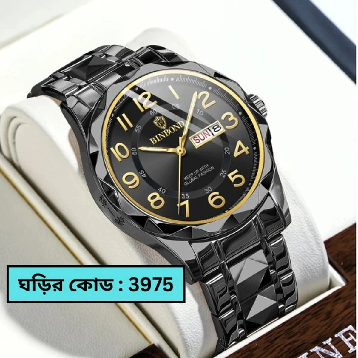 Luxury Binbond Dimon card Digain Stainless Steel Classic Waterproof Watch BINBOND MODEL 5663 FULL BLACK COOLER WATCH