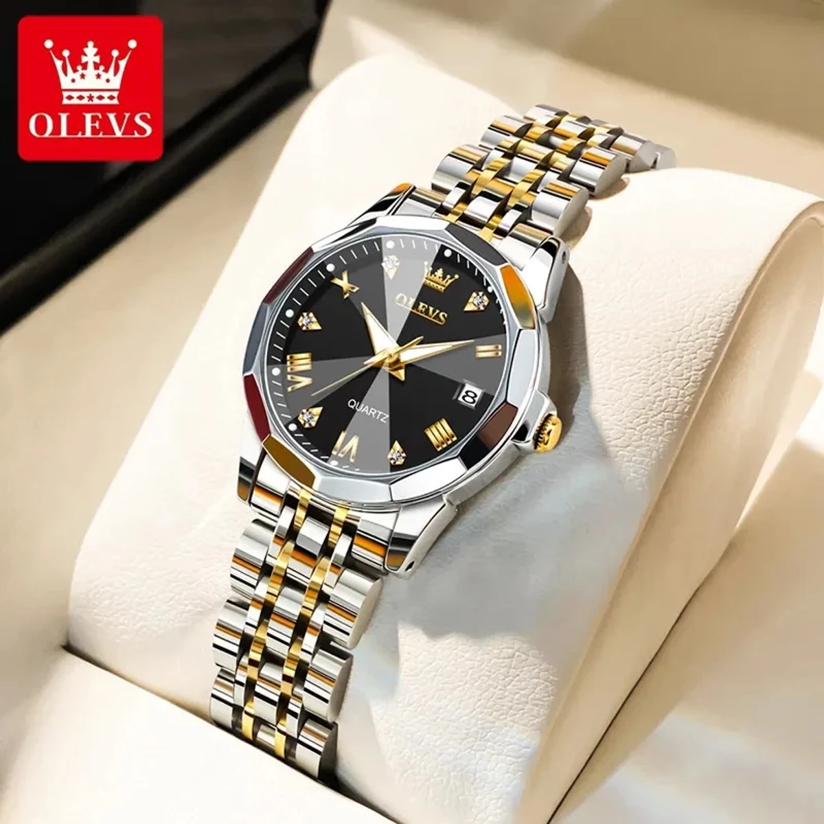 OLEVS MODEL 9931 TOTON AR DIAL BLACK COLOUR WOMEN WATCH - PUSH LOCK + এক পিস ব্যাটারি ফ্রি।