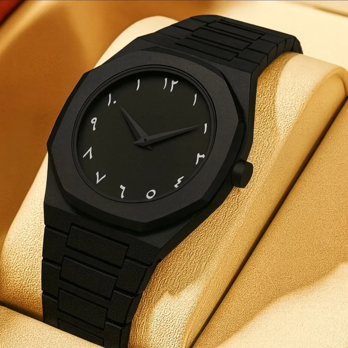 Arabic Plastic Carbon Fiber body Watch Full Black Colour Dial Stone White Arabic এক পিস ব্যাটারি ফ্রি