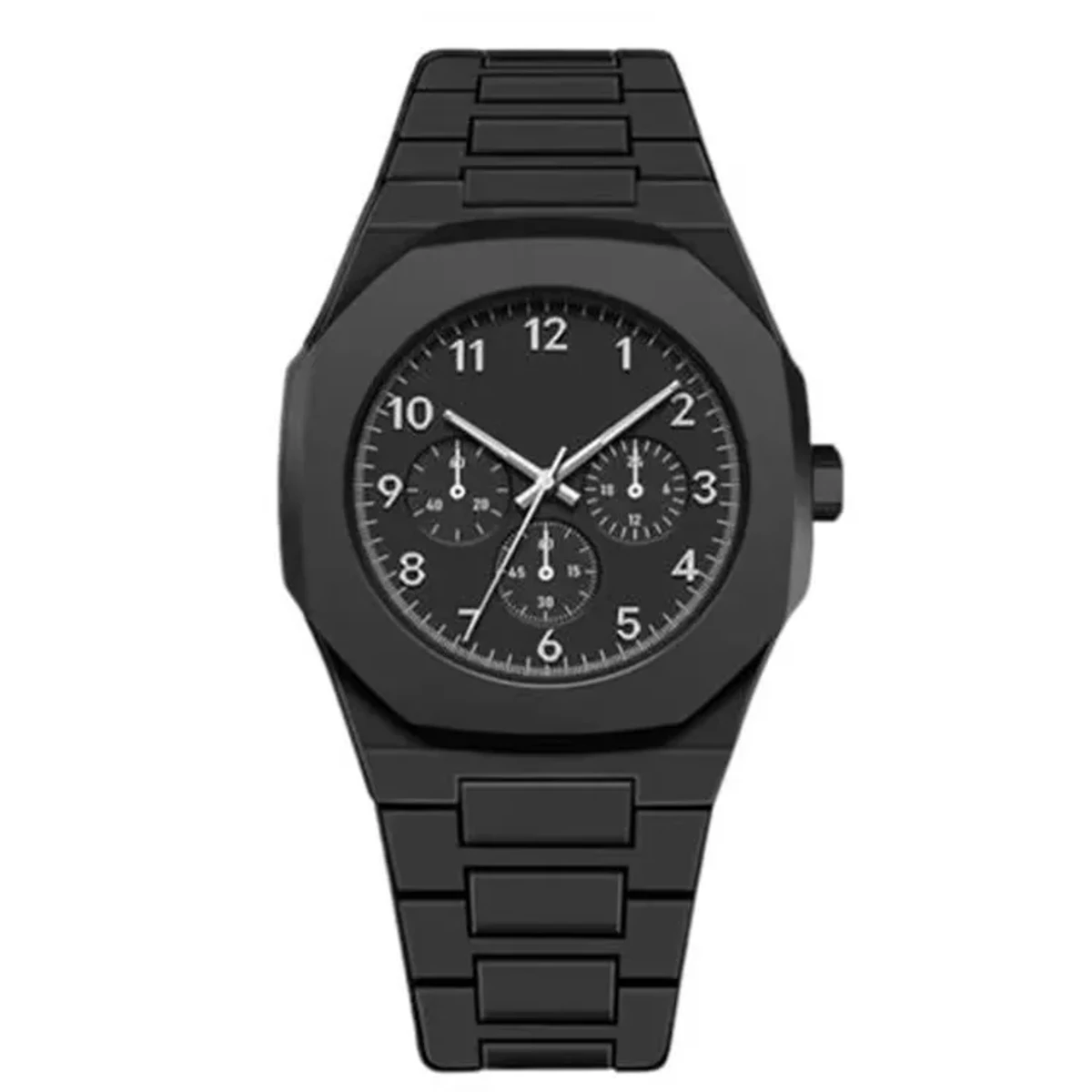 Arabic Plastic Carbon Fiber body Watch Full Black Colour Watch Dial one two three mix chornograf