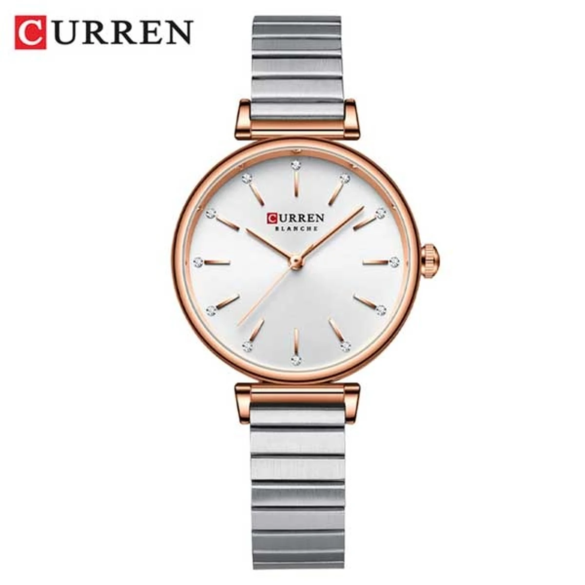Curren Women Watch Model 9081 Silver Chain Dial White Colour Watch For Ladis