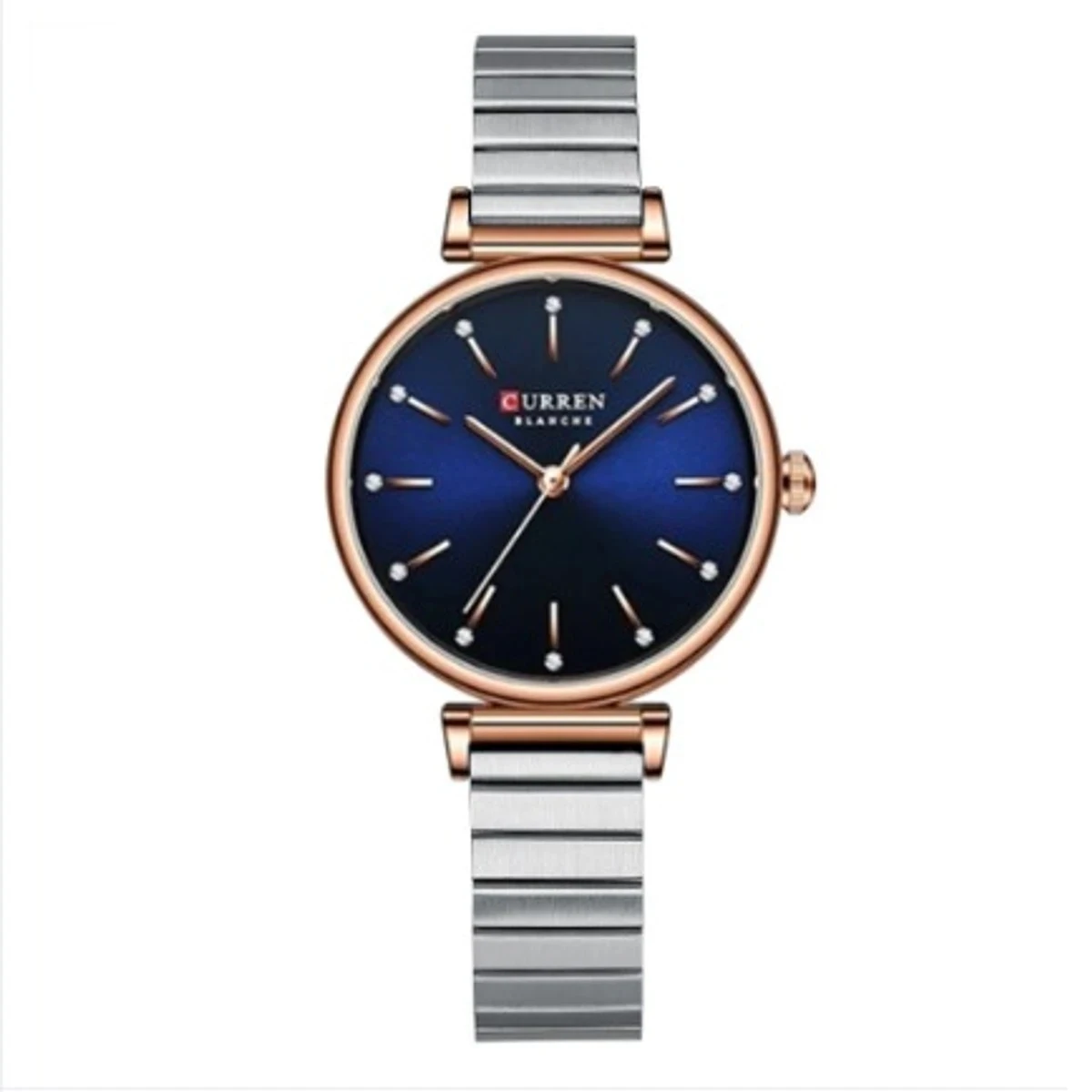 Curren Women Watch Model 9081 Silver Chain Dial Blue  Colour Watch For Ladis