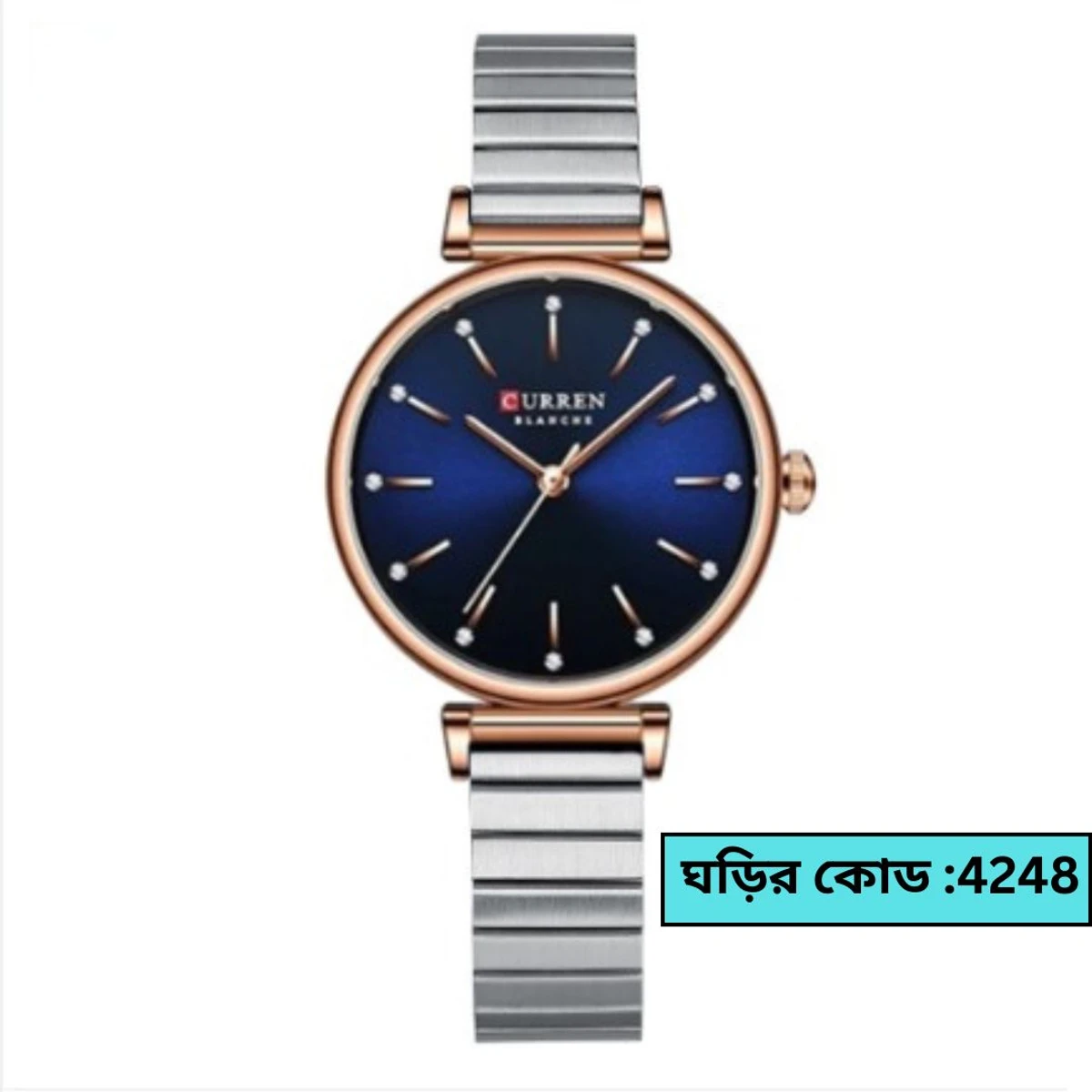 Curren Women Watch Model 9081 Silver Chain Dial Blue Colour Watch For Ladis