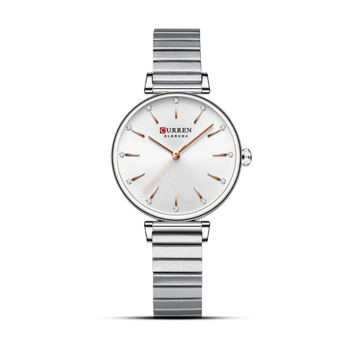 Curren Women Watch Model 9081 Silver Chain Dial White Colour Watch For Ladis