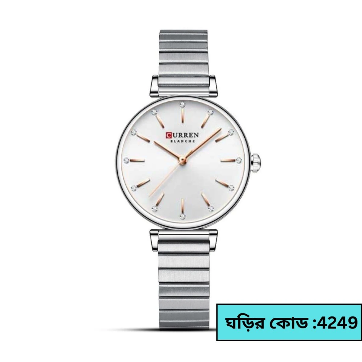 Curren Women Watch Model 9081 Silver Chain Dial White  Colour Watch For Ladis
