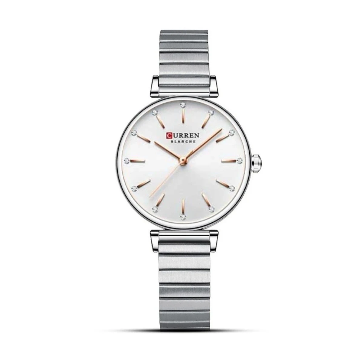 Curren Women Watch Model 9081 Silver Chain Dial White  Colour Watch For Ladis