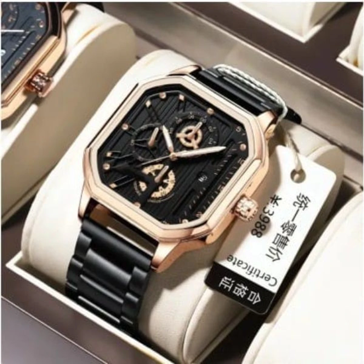TRSOYE WATCH Stainless Steel Round Rose Golden Colour chain watch + এক পিস ব্যাটারি ফ্রি।