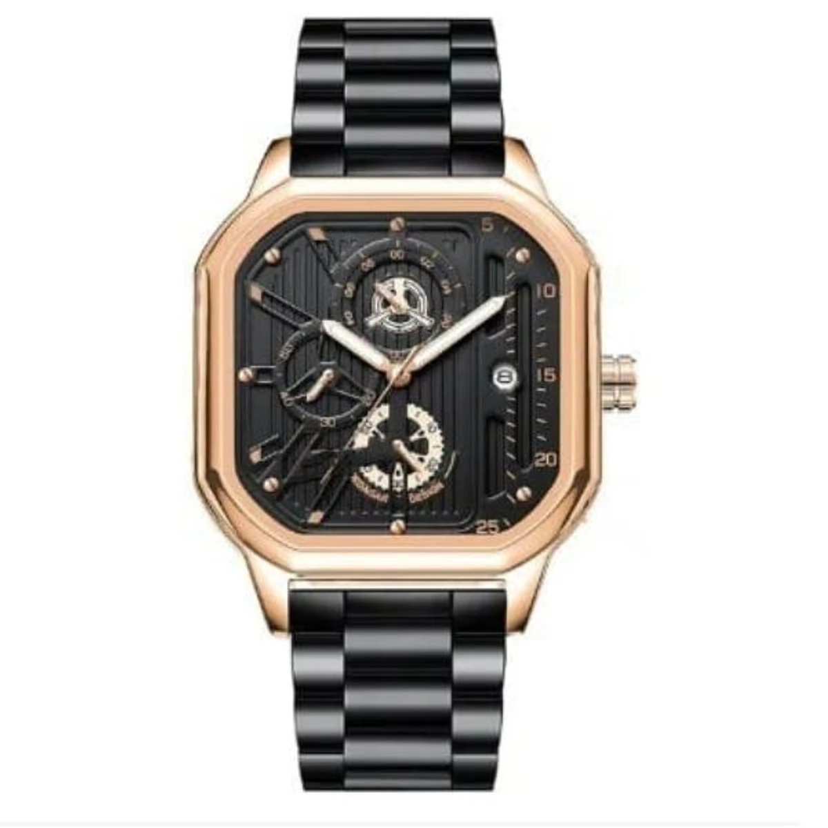 TRSOYE WATCH Stainless Steel Round Rose Golden Colour chain watch + এক পিস ব্যাটারি ফ্রি।
